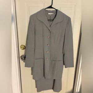 Vintage 2 Piece Blazer Dress Set Gray Size 10